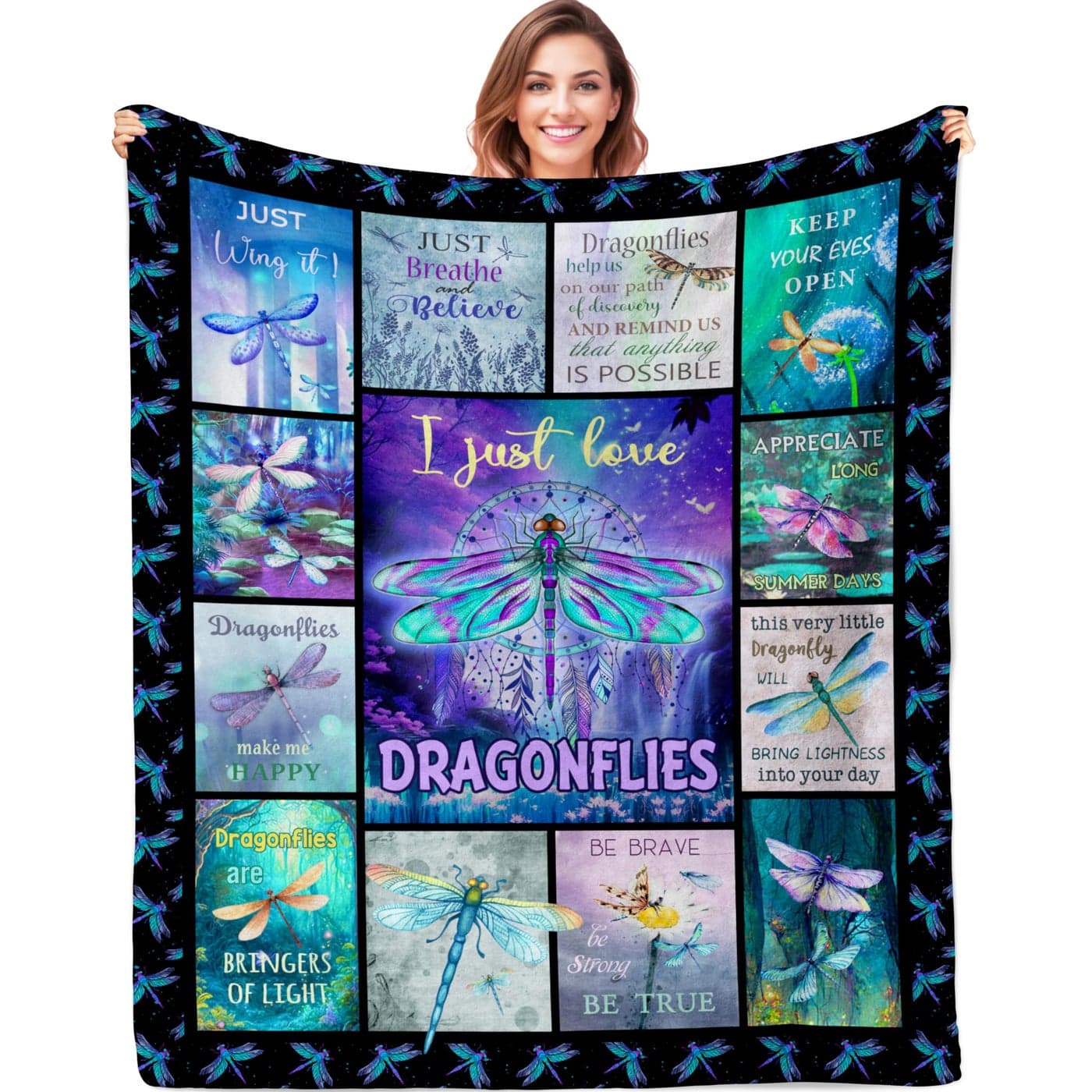 QOJUYO Dragonfly Gifts for Women Dragonfly Lover Gifts Throw Blanket 60X50 Dragonflies Gifts for Women