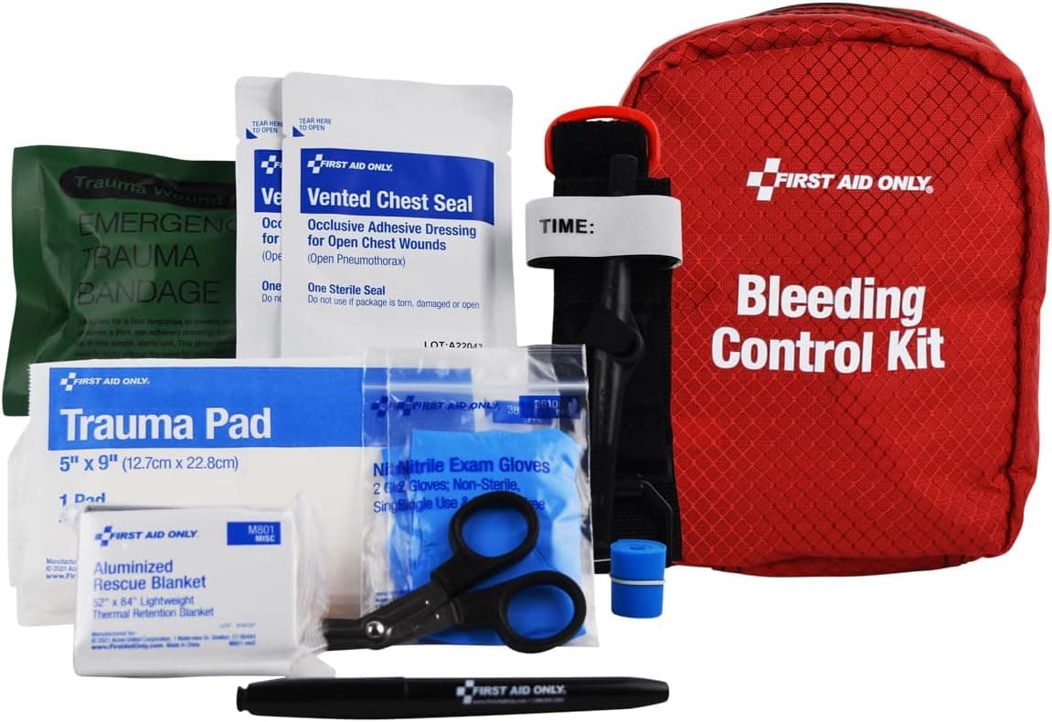 First Aid Only 91513 Right Response Bleeding Control Kit for Limb & Chest Wounds, 15 Pieces