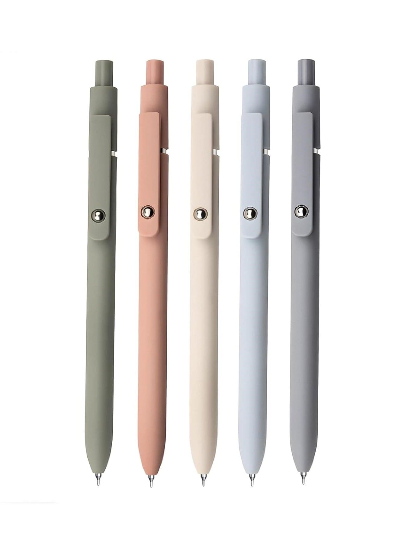 Gel pen set includes 5 black ink pens with fine tips, offering smooth writing. Premium series, ideal for journaling, note-taking, and study use.