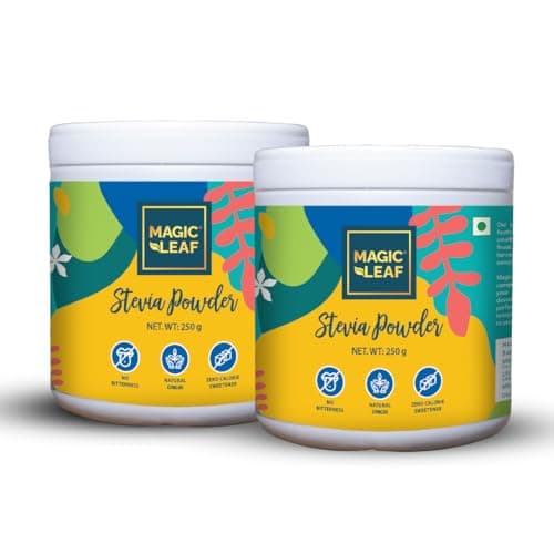 Magic Leaf Sugar Free Stevia Powder, 500 gms (Pack of 2, 250 gms Each), Natural Origin Sweetener, Zero Calorie for Health Management, 99.9% REB-A Purity, Diabetic Friendly Sugar Substitute