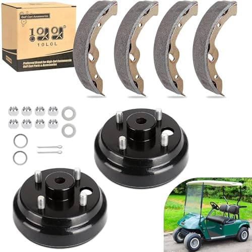 10L0L Golf-Cart-Brake-Drum & Brake-Shoes-Kit for EZGO TXT 1996-Up Electric Golf Carts, Rear Brake Hub Drum Maintenance & Repair Kit, Replace OEM# 19186G1 70794G01 70795G01 27943G01 27945G01