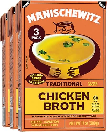 Manischewitz Chicken Broth 17oz (3 Pack), Rich Flavor | Kettle Cooked & Slowly Simmered | Certified Kosher