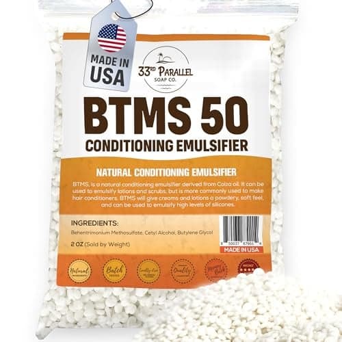 33rd PARALLEL | BTMS 50 (2 oz) Conditioning Emulsifier | 100% Natural Plant Derived | Behentrimonium Methosulfate Cetearyl Alcohol Emulsifying Conditioner | Product of USA (2 Ounces)