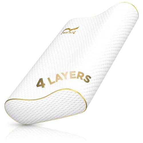 Memory Foam Pillow, Cervical Pillow, 4-Layer Queen, Contour Pillow, Side Sleeper, Neck Support, Pillow for Neck Pain, CertiPUR-US