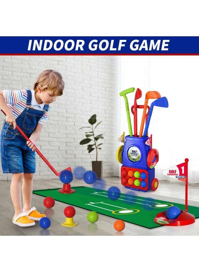 Bennol Toddler Golf Set Toys for Kids, Upgraded Kids Golf Cart Toys Sets with 4 Golf Sticks, 8 Balls and 1 Mat, Indoor & Outdoor Golf Toys for 3 4 5 6 Year Old Boys Girls Toddlers