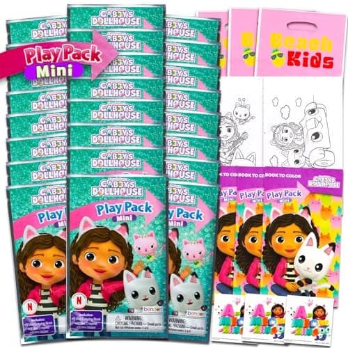 Gabbys Dollhouse Mini Party Favors Set for Kids Bundle with 24 Mini Gabbys Dollhouse Grab n Go Play Packs with Coloring Pages Stickers and More Gabbys Dollhouse Birthday Party Supplies