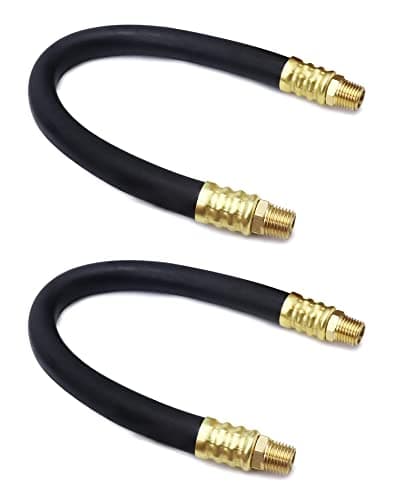 QWORK Air Compressor Hose, 3/8" X 15" Air Hose, 300 PSI Max Working Pressure, 1/4" Male NPT To 1/4" Male NPT Connections, 2 Pack