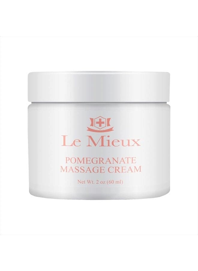Pomegranate Massage Cream - Aromatic Moisturizing Neck & Face Massage Cream with Algae, Hyaluronic Acid & Botanical Oils, No Parabens or Sulfates (2 oz / 60 ml)