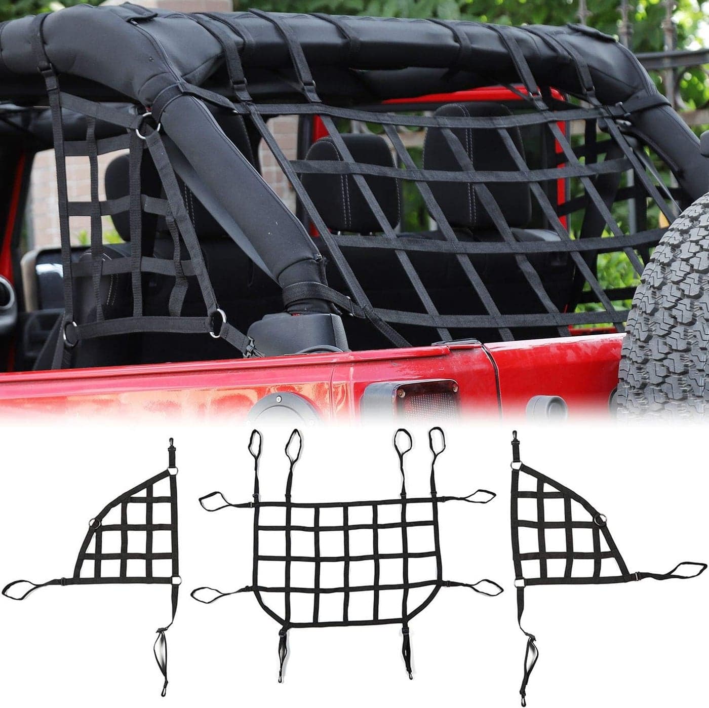 RT-TCZ Cargo Net Set for Jeep Wrangler JK JKU (2007-2018) - Black