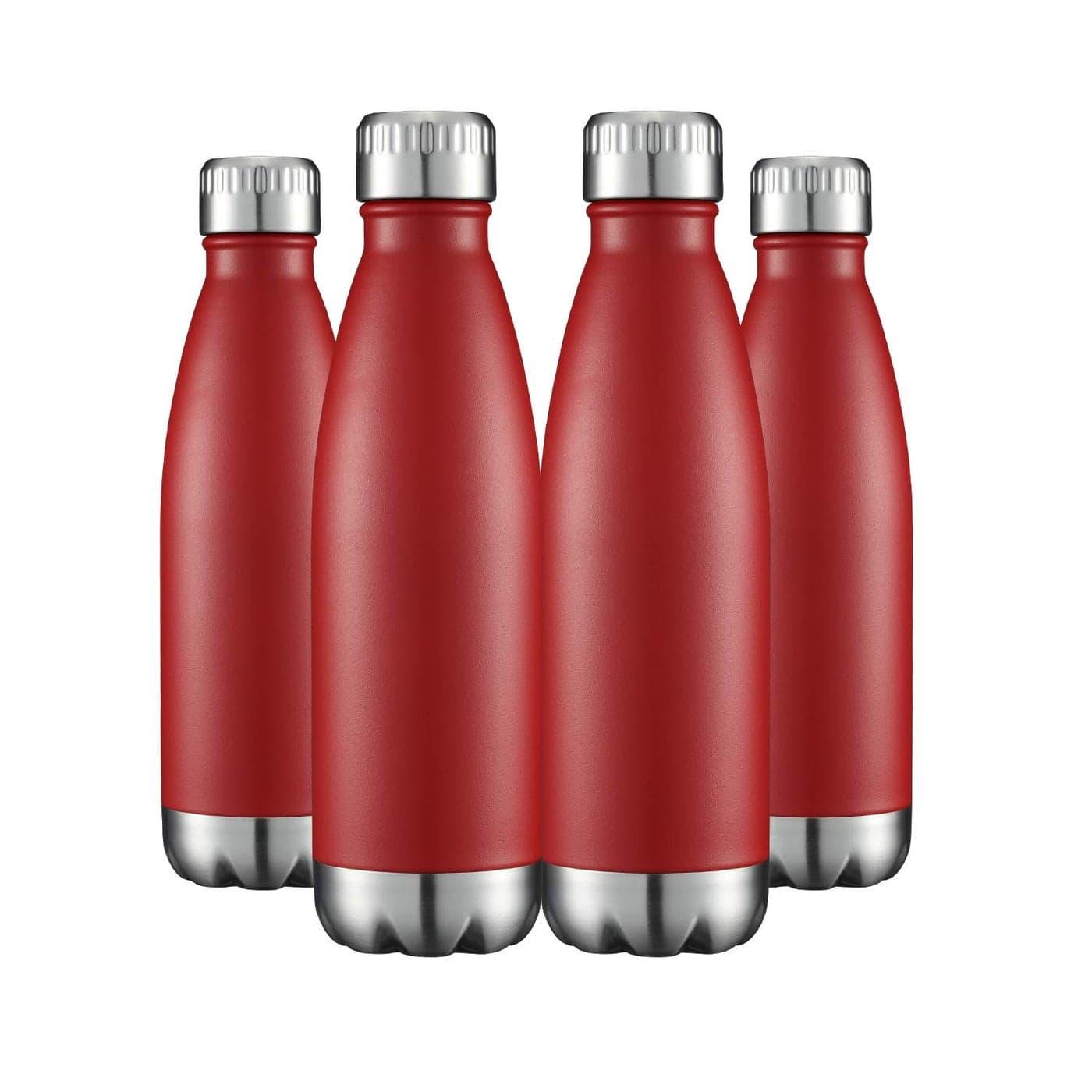 HASLE OUTFITTERS 17oz Stainless Steel Water Bottles Bulk Vacuum Insulated Double Walled Powder Coated Reusable Metal Sports Water Bottles Keep Drinks Hot and Cold Red 4Packs
