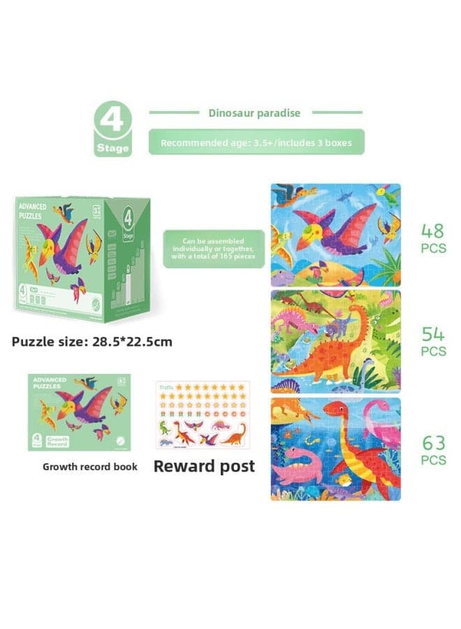 Advanced Puzzle Children's Early Education Puzzle Advanced Block Puzzle Board Children's Enlightenment Advanced Toys Puzzle Mint-Color:Fourth Order-Dinosaur Paradise