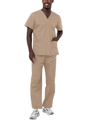 Adar Uniforms, Universal Unisex Scrubs - Unisex Drawstring Scrub Set - 701 - Khaki - M