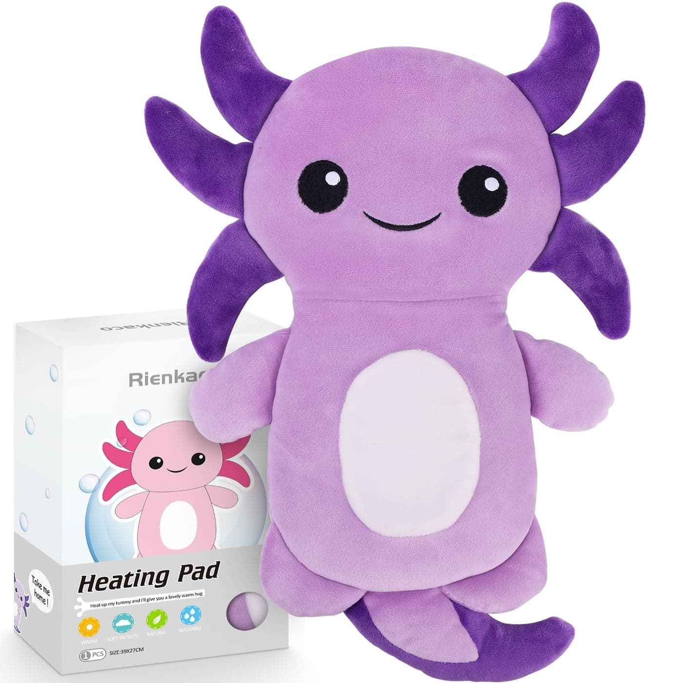 Microwavable Heating Pads for Cramps Cute Microwave Heating Pad Period Cramps Pain Relief for Women Girls Stuffed Animals Moist Heat Pad for MenstrualWashable Heat Pack Purple Axolotl
