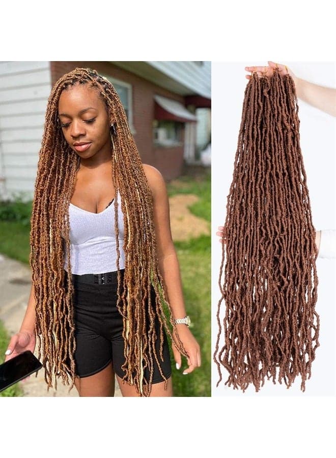 36 Inch Faux Locs Crochet Hair Super Long Soft Locs Crochet Braids Hair 6 Packs/lot 95g Goddess Locs Dreadlocs Synthetic Hair Extend Pre Looped brown Soft Locs Braiding Hair for Women (36 Inch, 30#)