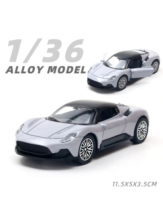 1:36 Alloy Sports Car Model , Pull-Back Toy Car , Model Car for Kids Boy Girl Gift , Collectible Display ,Silver 11.5 cm*5 cm*3.5 cm