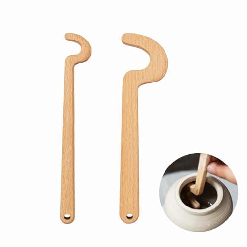 AEROVA 2PCS Wooden Pottery Throwing Tools Pottery Quick Shaping Tools Pottery Rim Forming Tools Long Handle Throwing Assistive Tools Pottery Shaping and Molding Aid ToolsClay Throwing Stick2