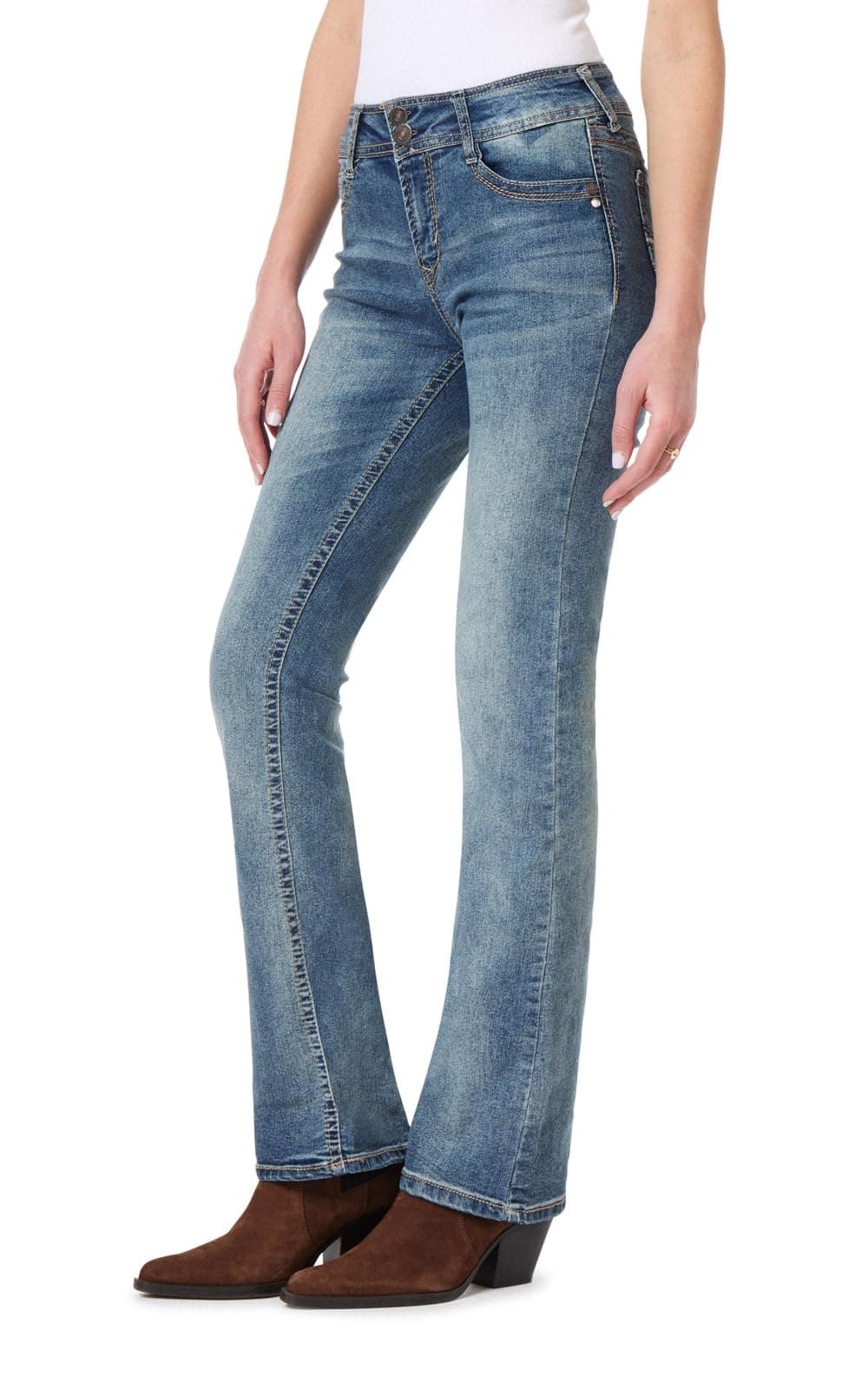 WallFlower Womens InstaStretch Luscious Curvy Bootcut Jeans Basil 9 Short