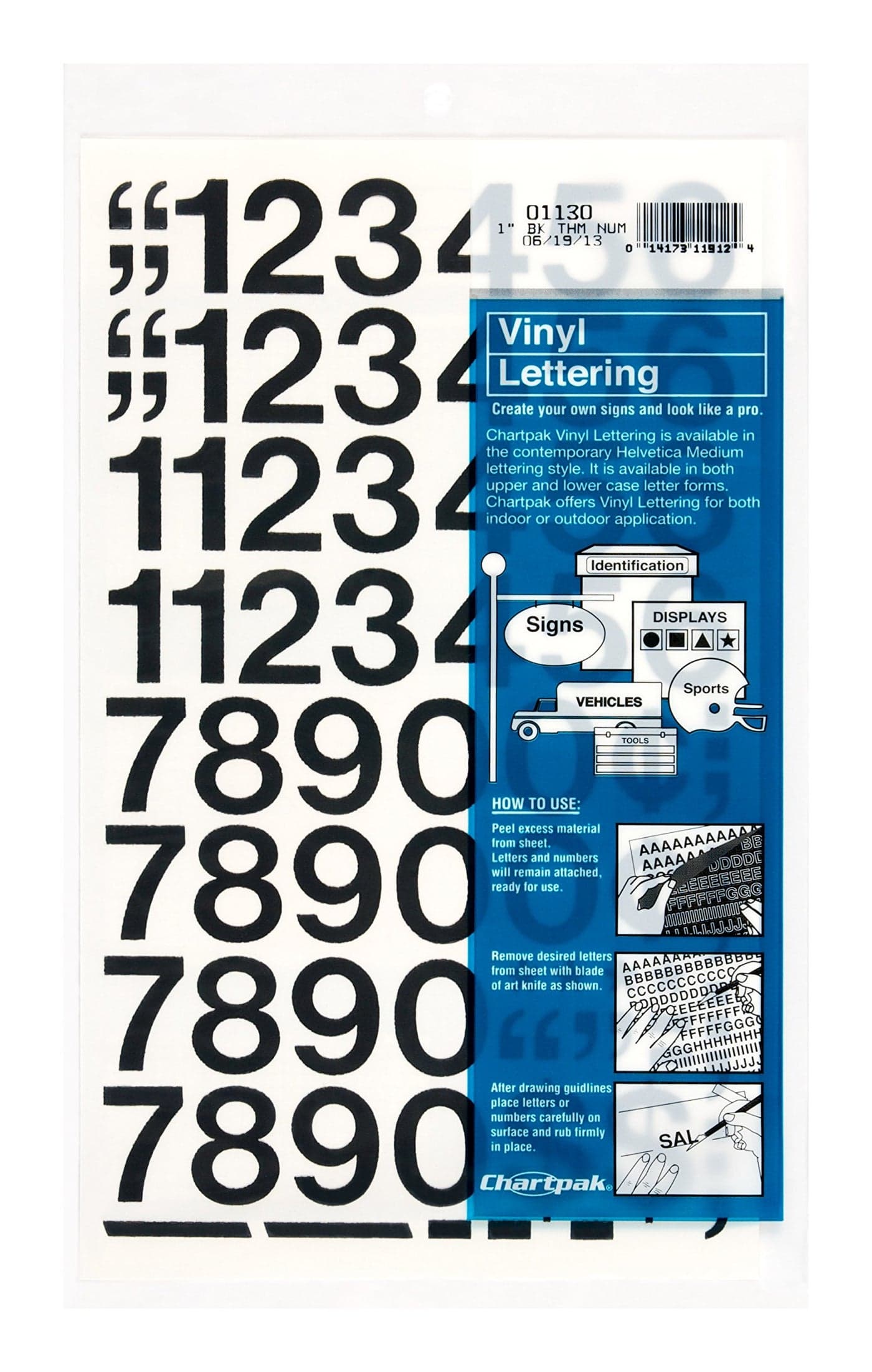 Chartpak Permanent Adhesive Vinyl NumbersBlack