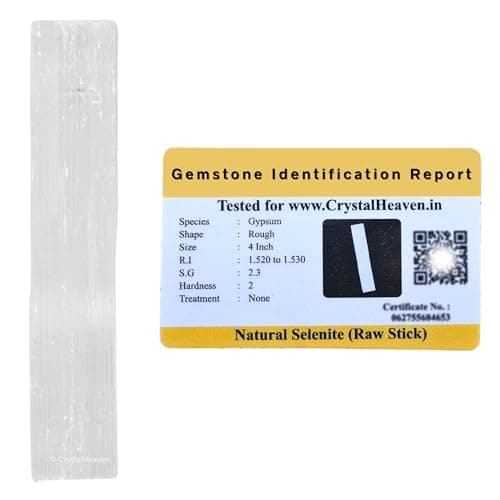 Crystal Heaven Certified Selenite Wand Charging Plate Stick-Pack Of 3 Selenite Crystal 4" Stick To Charge Crystal,Cleansing Re-Energy Work,Meditation And Pooja(Rectangular)