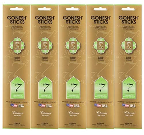 Gonesh Incense Sticks Classic Collection - No. 7 Perfumes of Earthly Wonders 5 Packs (100 Total)