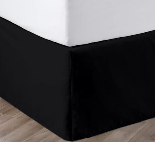 SGI bedding 18 Inch Drop Bed Skirt King Size with Platform to Stay in Place Elegant Pleated Design with Split Corners Wrinkle Resistant Fabric for Modern and Stylish Look Black