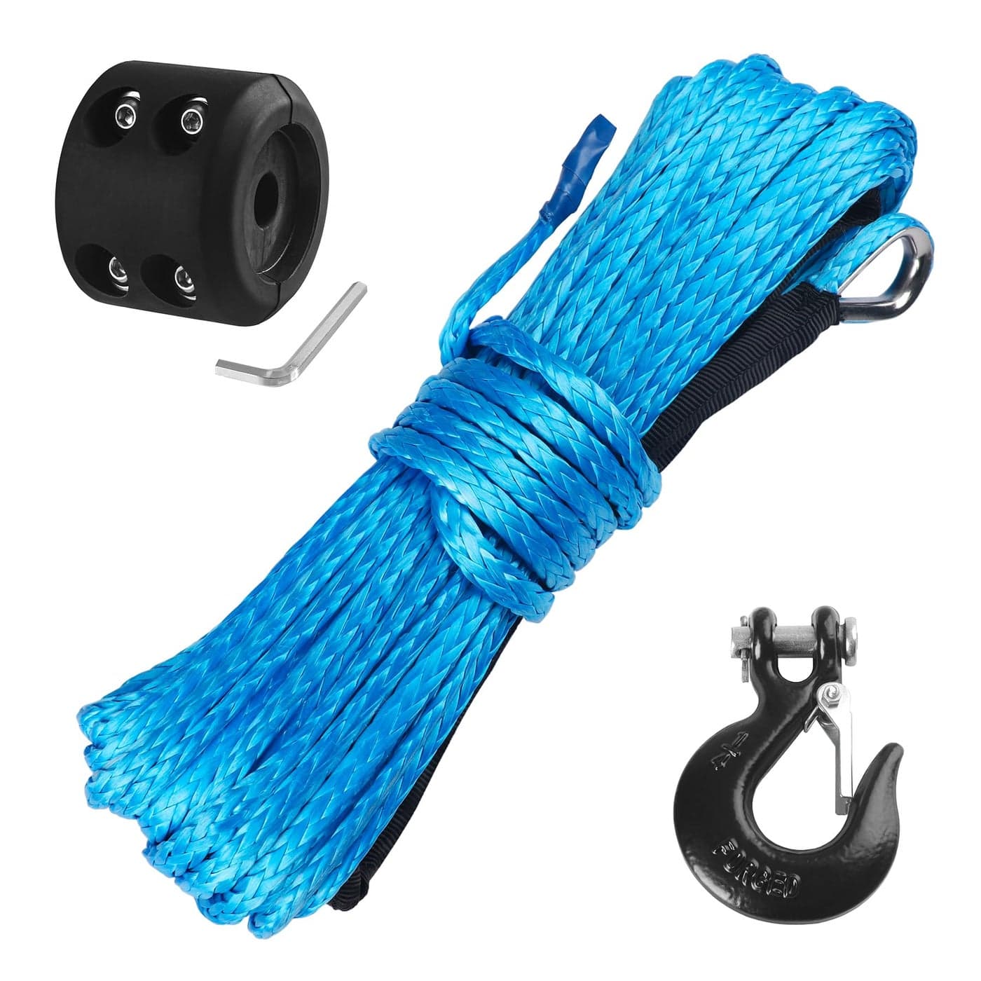 Ucreative 14 Inch x 50 Feet Synthetic Winch Rope 10000LBs Line Cable with Hook and Stopper for ATV UTV Blue