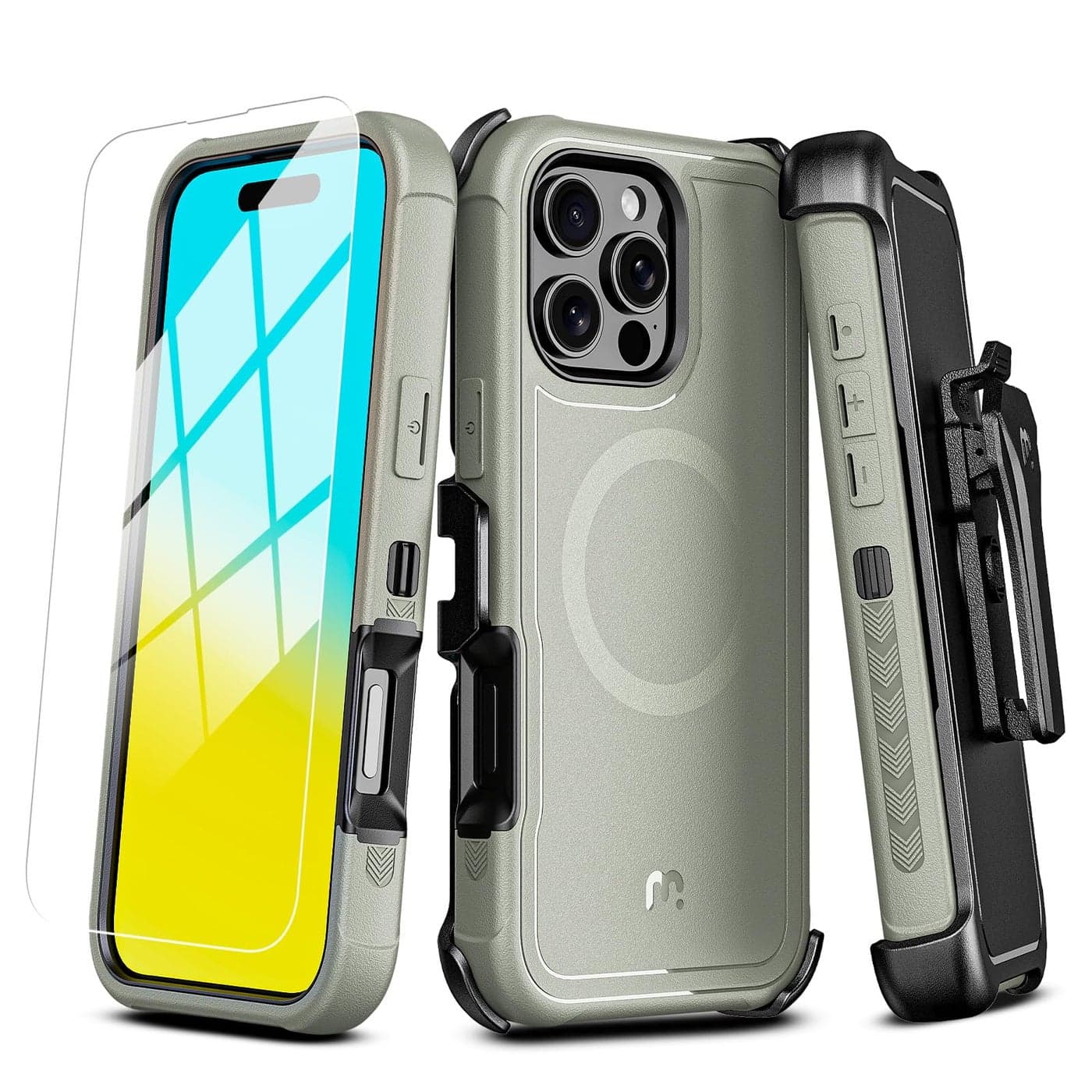M MYBAT PRO Maverick Series for iPhone 16 Pro Max Case with Belt Clip HolsterCompatible with Magsafe wScreen ProtectorAntiDropShockproof360Rotating KickstandHeavy Duty Protection