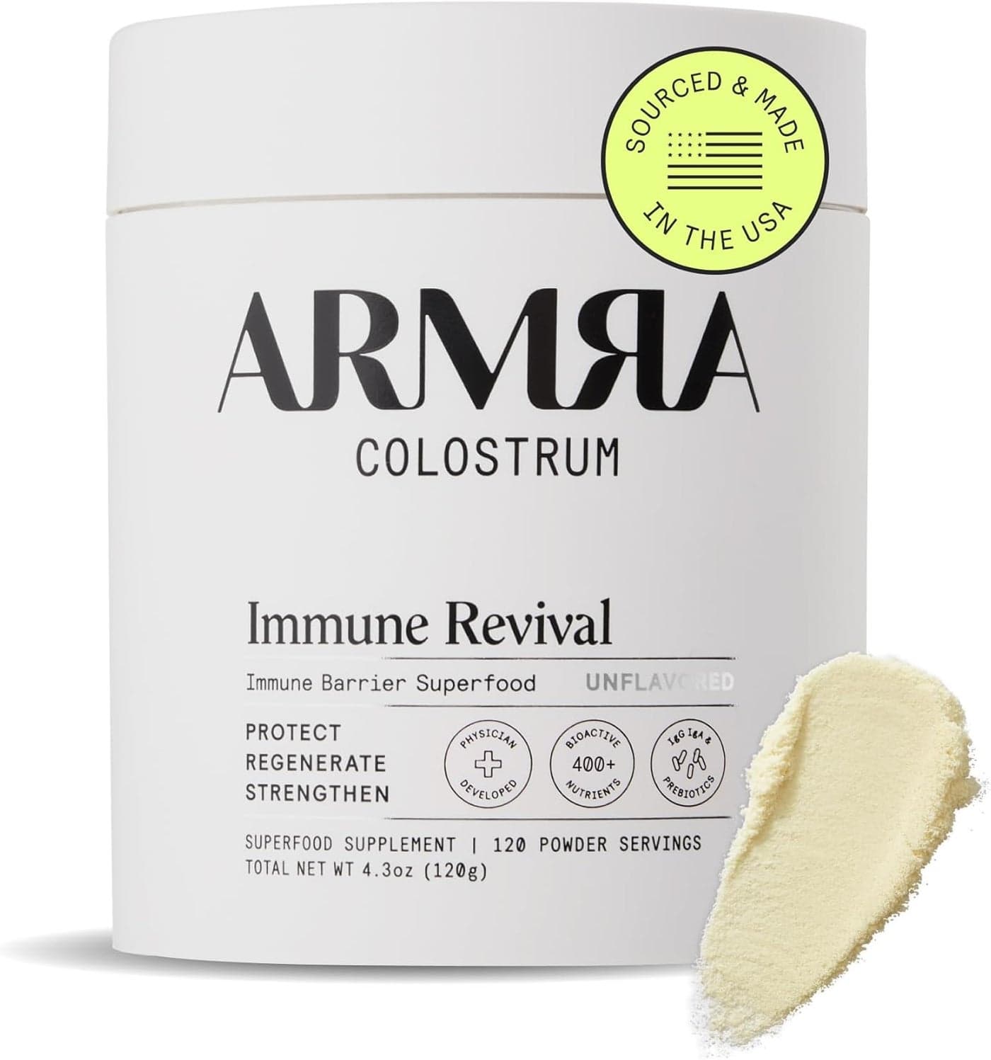 ARMRA Colostrum Powder Unflavored Gut Health Bloating Skin Hair Immunity Keto Gluten FatFree 120 Servings