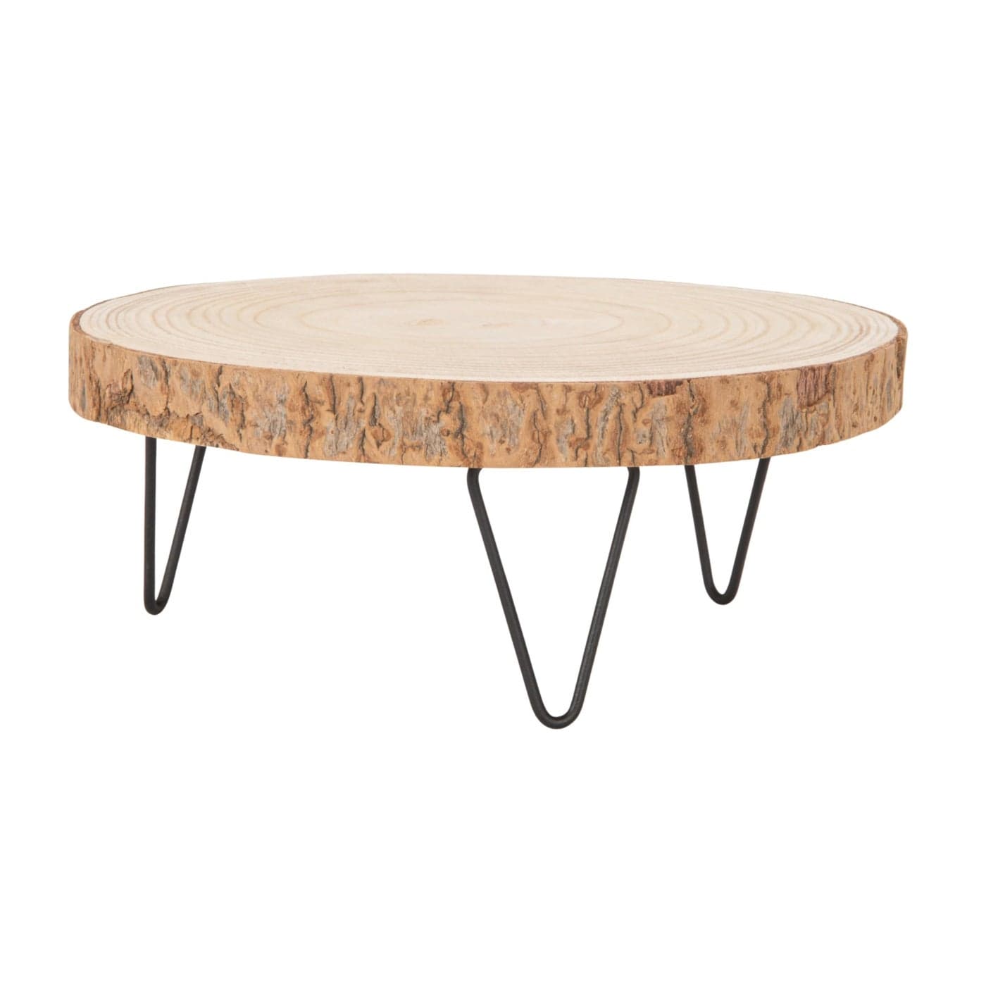 Creative CoOp Large Paulownia Wood Pedestal with Metal Legs