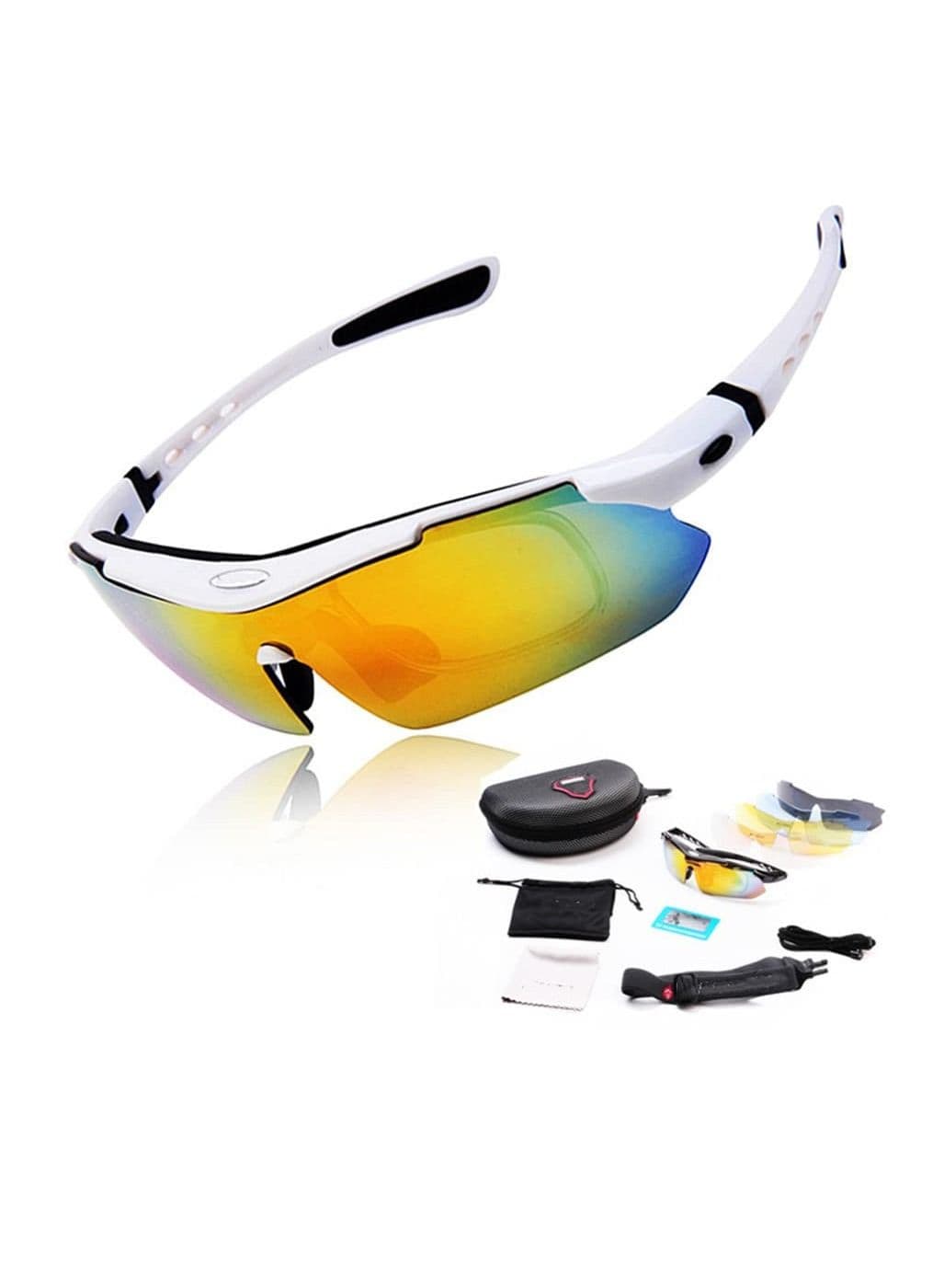 Polarized Sports Sunglasses for Men Lightweight with 5 Interchangeable Lenses for Outdoor Cycling Running Driving Fishing Golf Climbing Sports