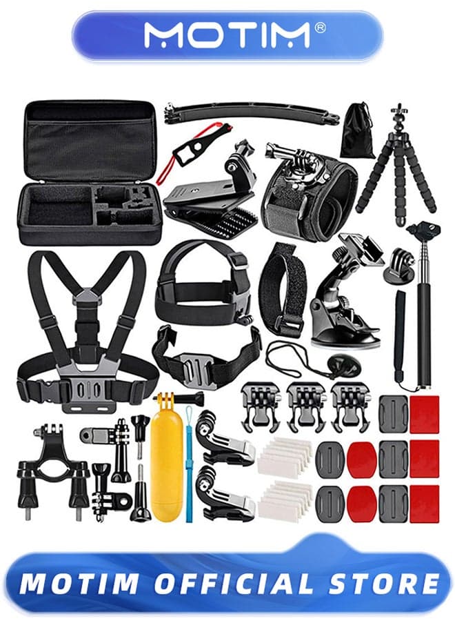 50-In-1 Action Camera Accessories Floating Stick Action Camera Equipment Car Suction Cup for Action Camera Action Camera Kit Tripod for Action Camera Sports Camera Accessories