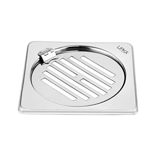 LIPKA Eon Square with Golden Classic Jali Floor Drain |Premium Stainless Steel |5 x 5 Inches| with Hinge