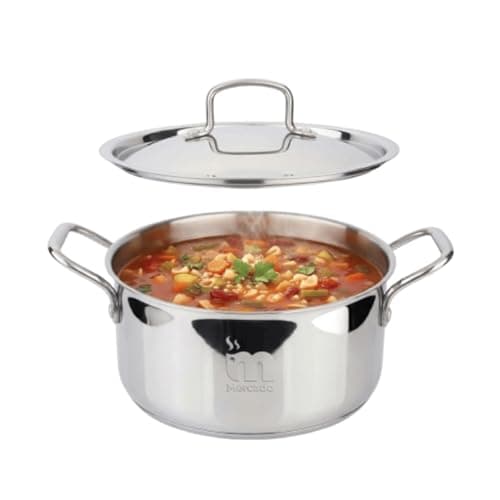 Mercado Triply Stainless Steel Casserole/Biriyani Pot/Tope with Lid 24 cm (5L) | Inner Layer SS304 Food-Grade Steel | Ideal for Rice, Curry and Storage | Induction & Gas Compatible | 5 Years Warranty
