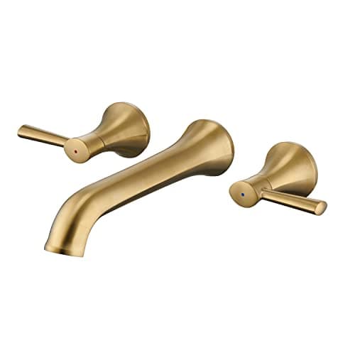 Qinkell Wall Mount Tub Filler Roman Tub Faucet Brushed Gold Brass Bathtub Faucets with 2 Handles
