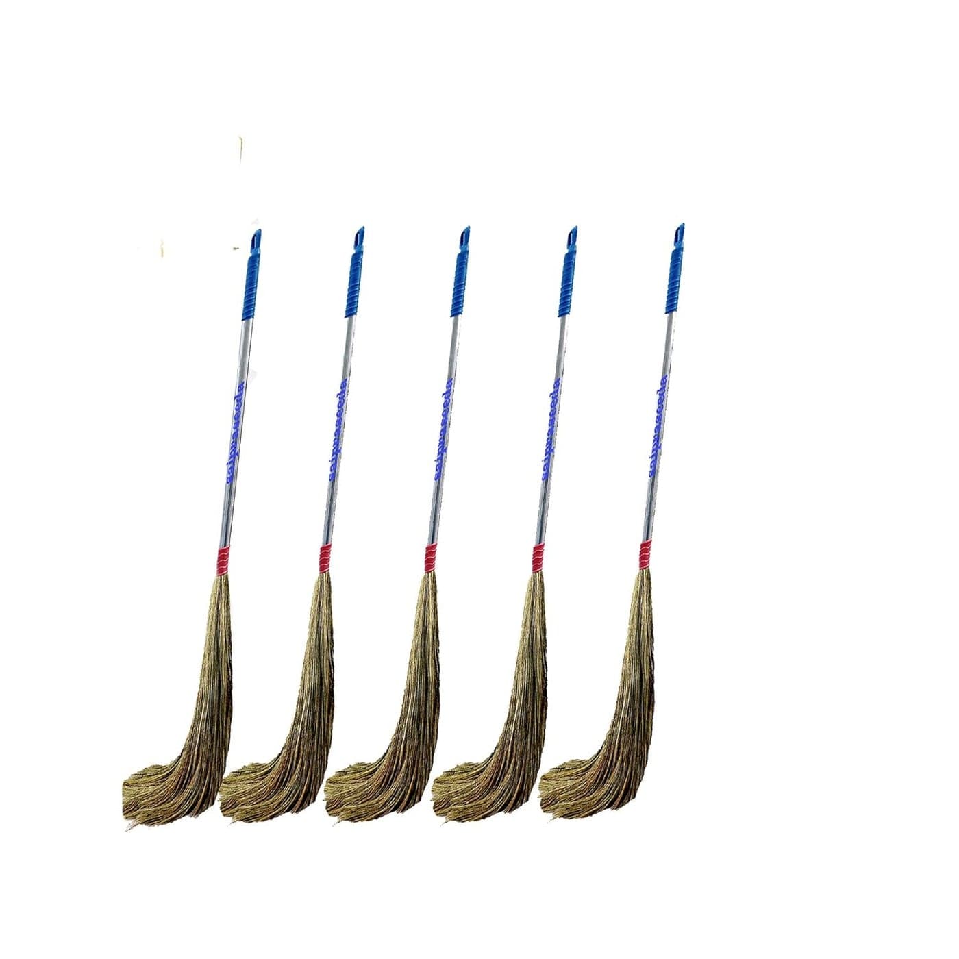 UR LITTLE SHOP Large Size Natural Broom Stick Home Cleaning 5s PackMulti Colour