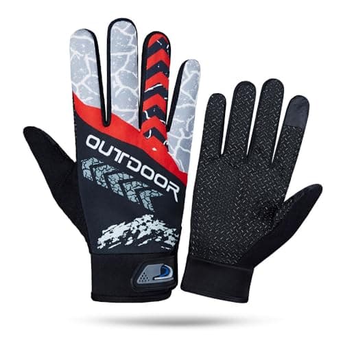 SEFLICA® Cycling Gloves | Non-Slip Sun Protection Gloves for Men & Women | Warm, High-Temperature Resistant Gloves for Mountain Biking, Motorcycle Riding, Cricket, Tennis & Outdoor Sports (Red)