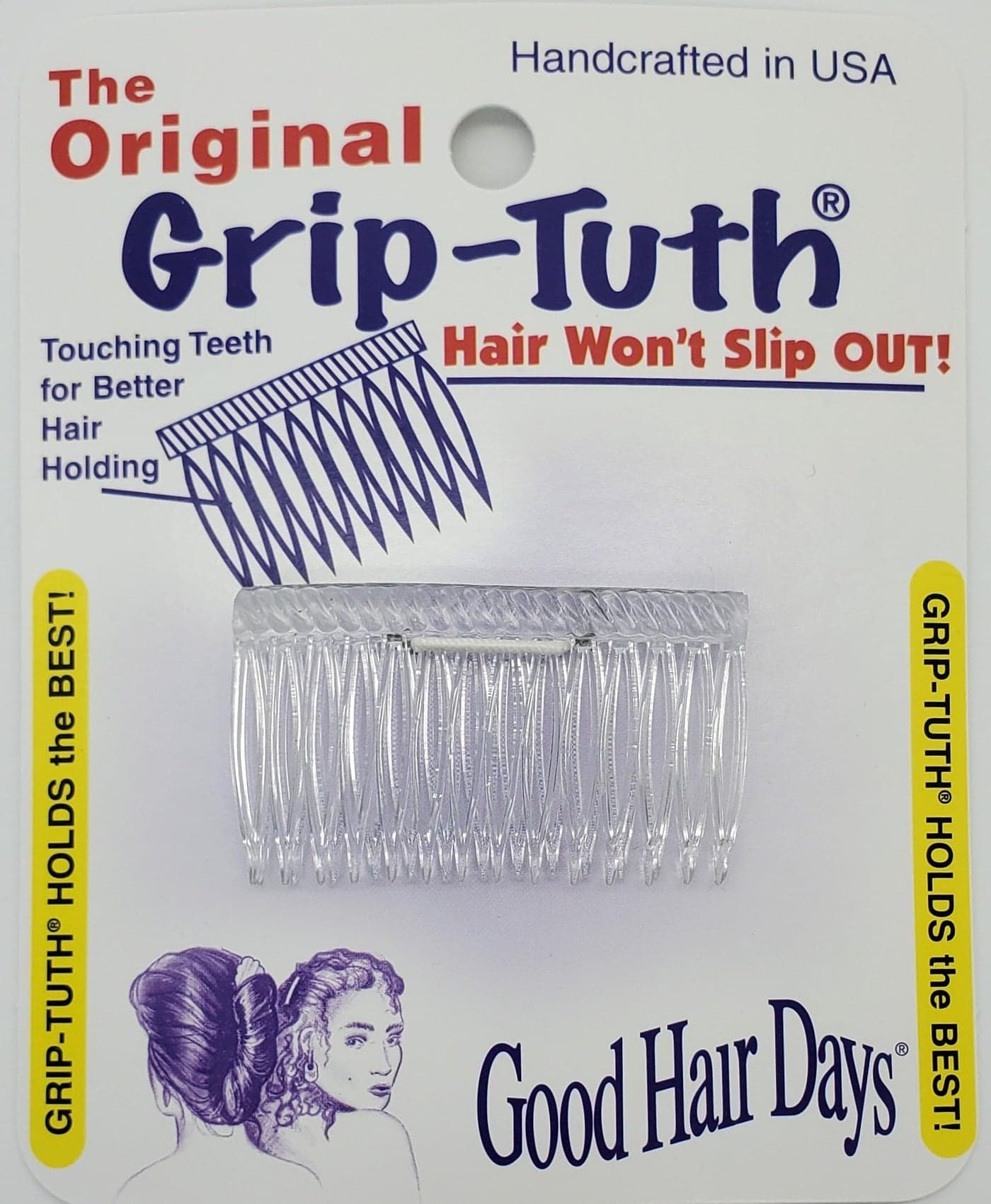 Good Hair Days GripTuth Shorty Tuck Combs 1 34 Decorative Styling Tools for Fine Thin Hair Secure Hold Jewelry Accessories Crystal Set of 2