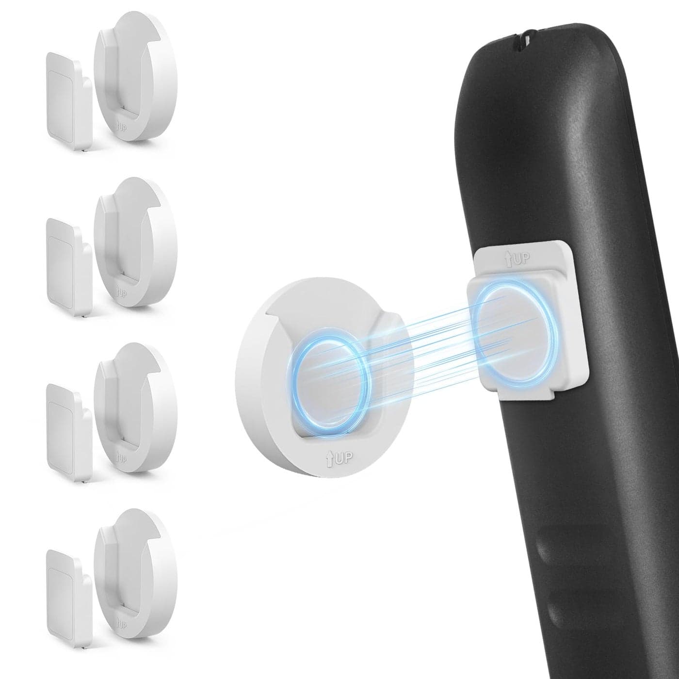 YYILIS Magnetic Remote Control Holder Wall Mount 4 Pack Upgrade Remote Control Organizers Storage SelfAdhesive TV Remote Control Caddy for Back of TV White