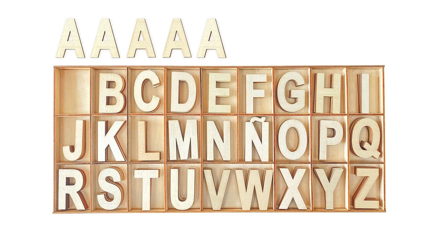 2 Inch 135 Pieces Wooden Letters Wood Alphabet Letters for Crafts with Grid Tray 5 of Each