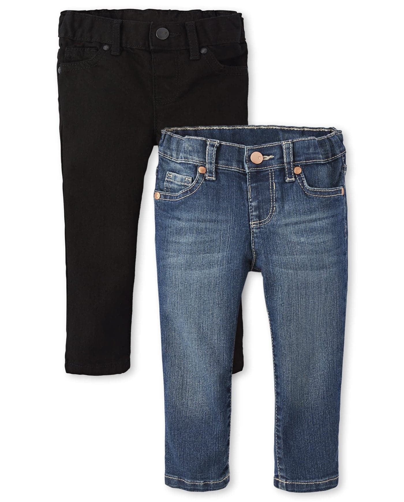 The Childrens Place Baby Girls And Toddler Girls Basic Skinny JeansBlack Wash 2 Pack3T