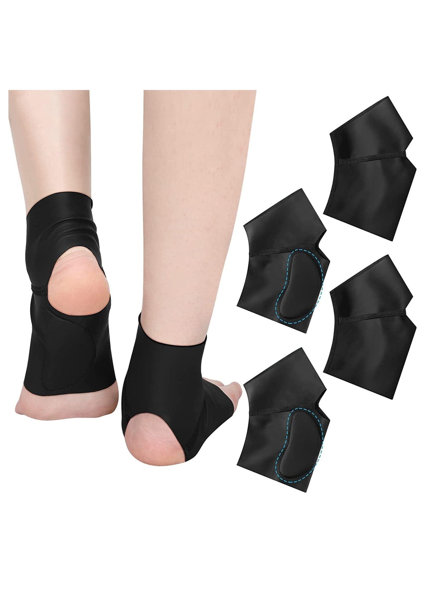 Arch Support Brace, Ankle Sleeve with Gel Pads Ankle Support Brace Foot Compression Sleeve Soft Ankle Wraps Support Protector for Plantar Heel Spurs Feet Pain Flat Feet Pain Relief, Men Women, 2 Pairs