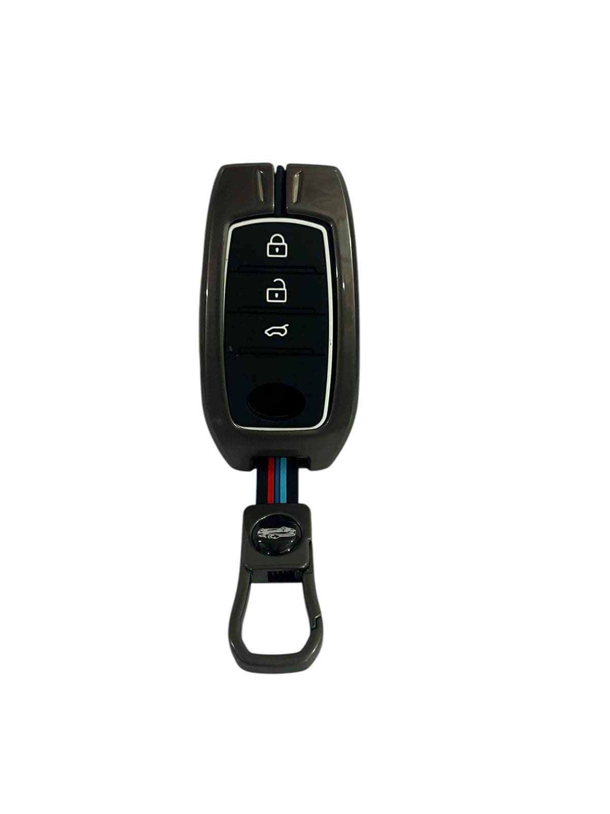 CLOUDSALE Toyota, Fortuner, Hycross Innova Luxury Premium Metal Smart Car Key Cover Soft Silicon Car Case Key Case with Key Chain(3 Button)