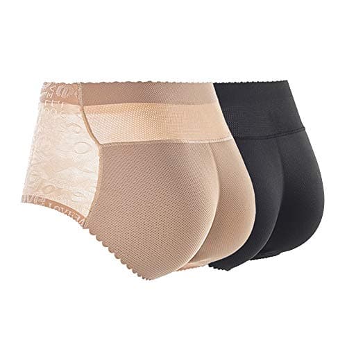 CUGBO 2 Pack Hip Enhancer Butt Lifted Underwear Seamless Fake Padded Briefs Shapewear Pantie Body Shorts for Women Ladies (S)