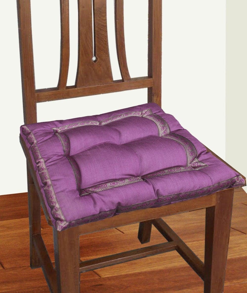 DEKOR WORLD Sprial Zari Lace Chair Pad(16"X16"/40cmx40cmPurple)