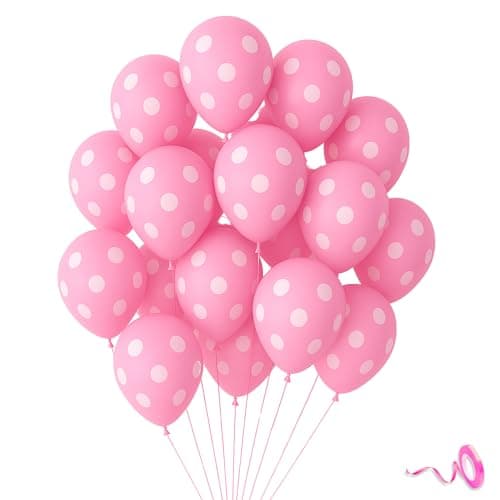 20 Pcs Polka Dots Balloons for Happy Birthday Decoration Items Pink Baby Boys Girls Kids Men Women Husband Wife Adults Living Room Home Latex Polka Dot Balloons for Birthday Decoration Kit Set
