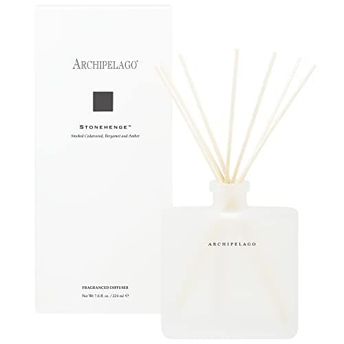 Archipelago Botanicals Stonehenge Reed Diffuser, Home Fragrance Reed Diffuser, Includes Fragrance Oil, Frosted Glass Vessel & 10 Diffuser Reeds, Perfect for Home, Office or Gift, 7.6 Fl Oz