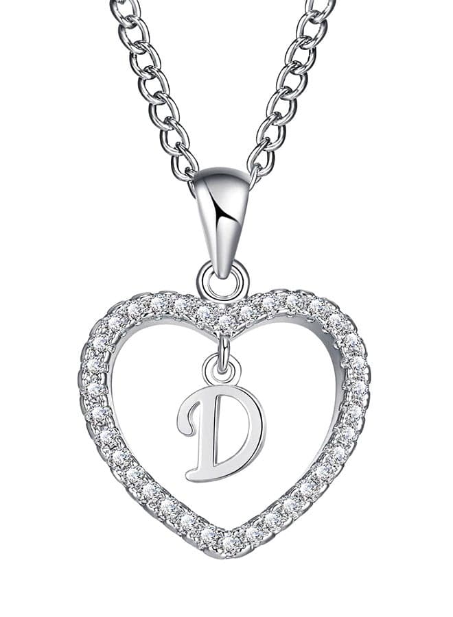 Concise Hollowed Heart Alphabet Chain Pendant