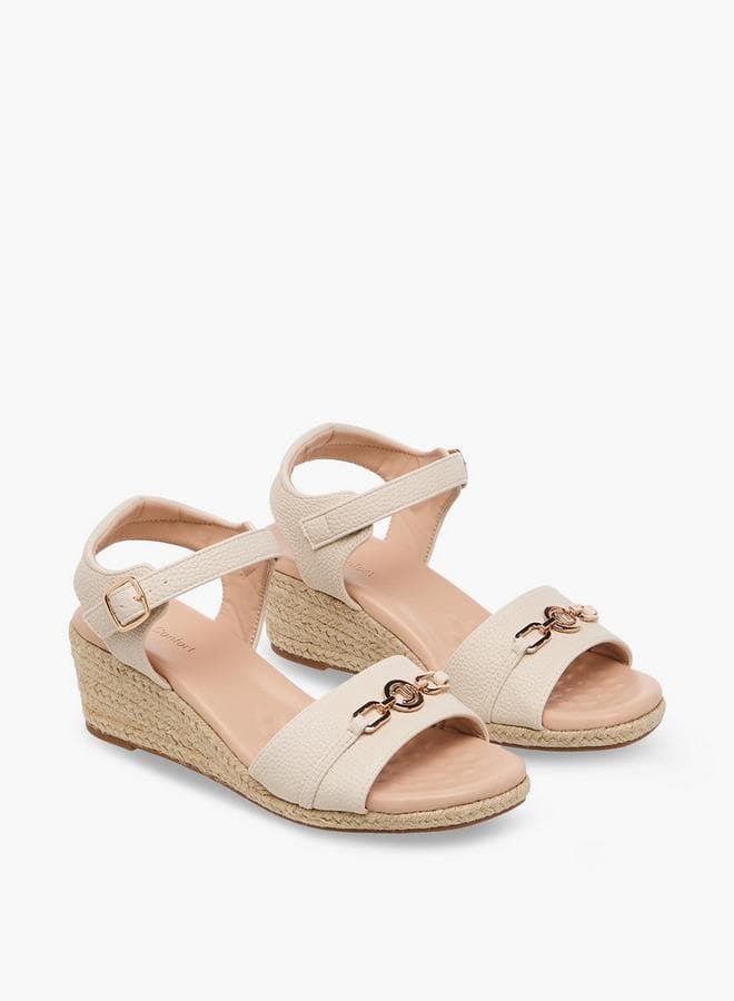 Women Metal Accent Wedge Heel Sandals — 41
