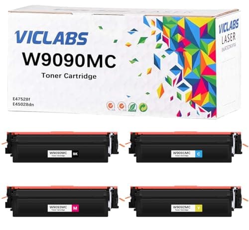 VicLabs W9090MC Toner Cartridge Replacement for HP W9090MC W9091MC W9092MC W9093MC Toner Cartridge for use in HP Color LaserJet Managed MFP E45028 E47528 E45028dn E47528f Printer4PackBCMY