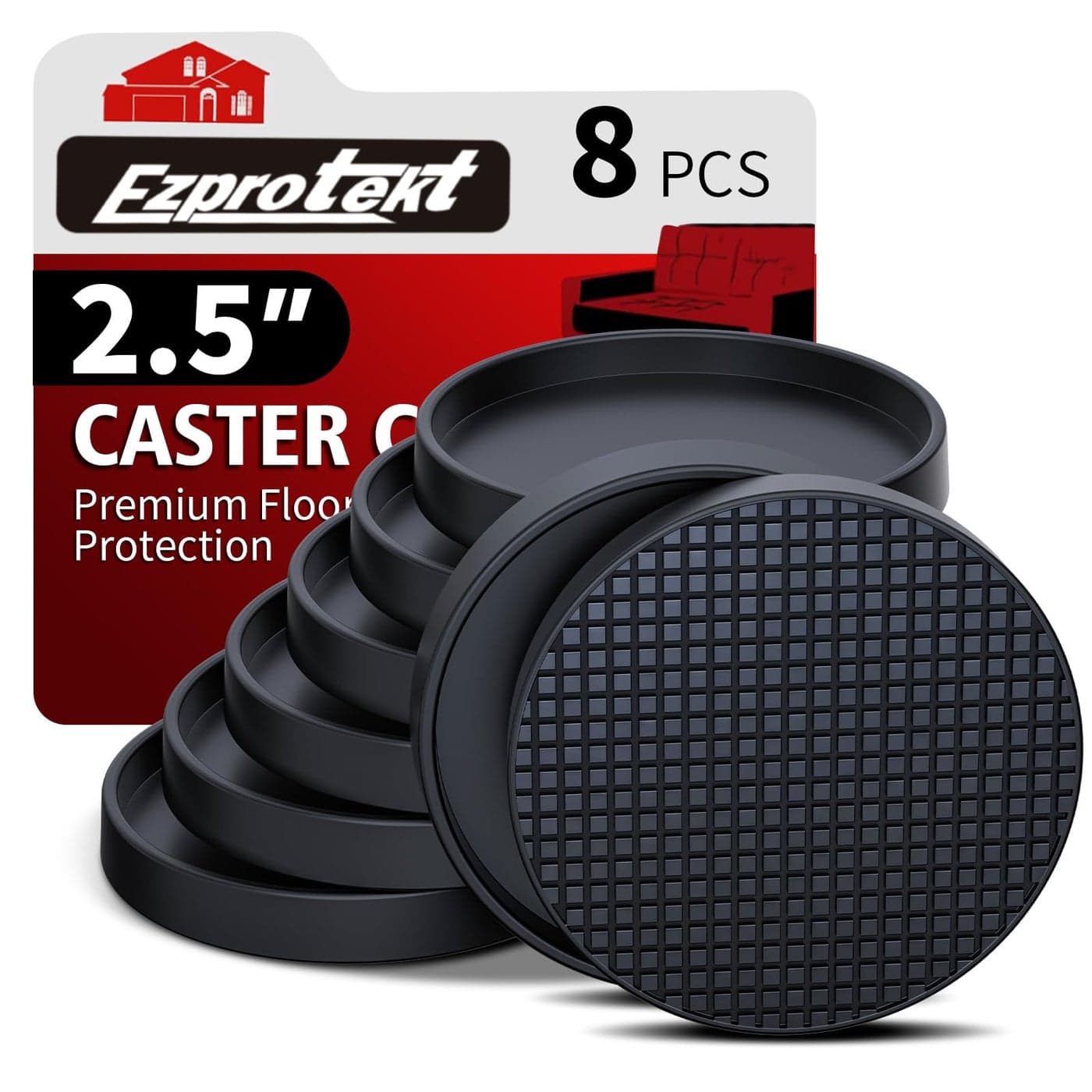 Ezprotekt Non Slip Furniture Pads 8 Pcs 25 Anti Slip Rubber Caster Cups Anti Skid Furniture Coasters for Hardwood Floors No Slide Furniture Gripper Furniture Stoppers to Prevent Sliding Black